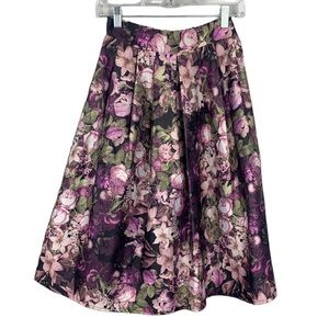 Shikha London Floral Lined MIDI Skirt  Size Medium Large